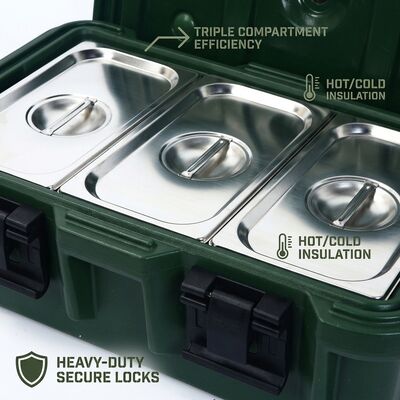 Rollbarer 50L Militär-Isolierbehälter für Lebensmittel, stapelbare Warmhaltebox für Catering