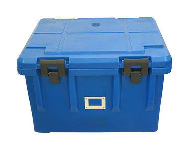 ISO-zertifizierte 75L isolierte Lebensmittelpfanne Träger Nylongriffe Vierräder LLDPE Catering Transportbox