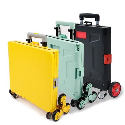 6 Räder, die Plastikeinkaufswagen mit Seat Mini Folding Hand Luggage Cars klettern