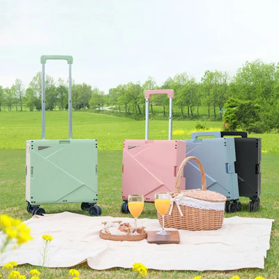 6 Räder, die Plastikeinkaufswagen mit Seat Mini Folding Hand Luggage Cars klettern