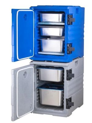 Blau isolierte Lebensmittelpfanne Träger Nylongriffe