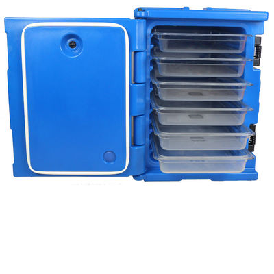 Industrieller 100-Liter-Transportbehälter für warme Speisen mit Ablassventil, LLDPE-isolierte, vierrädrige Catering-Box