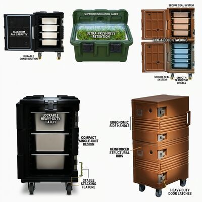Isolierte Lebensmittellieferbox 72L Rotomolded Thermal Transport Container mit manipulationssicherem Deckelsystem