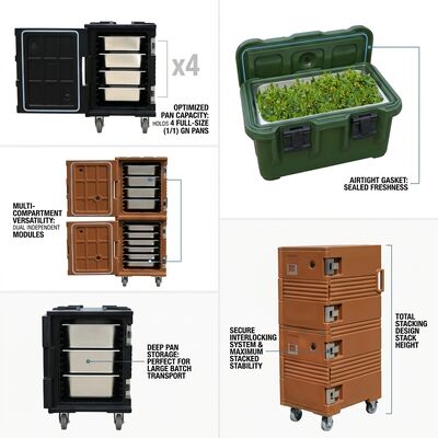 Frontbelastung isolierter Lebensmittelträger 110L mobile Catering-Transportbox mit Casters GN Pan kompatibel