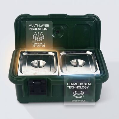 Rollbarer 50L Militär-Isolierbehälter für Lebensmittel, stapelbare Warmhaltebox für Catering