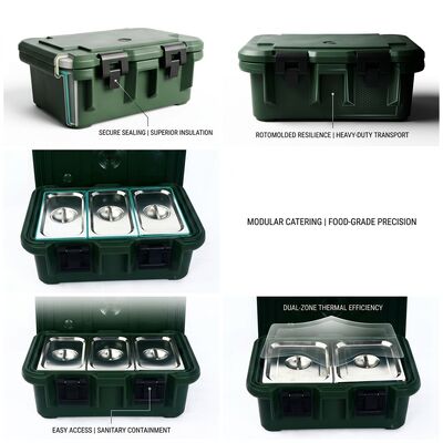 Rollbarer 30L militärischer isolierter Lebensmittelbehälter stapelbare Warmhaltetransportbox für Catering der Armee