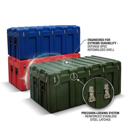 Rollende 1200mm Rotomolded Werkzeugbox IP65 Wasserdichtes Lange Ausrüstung Transportkoffer LLDPE Militärisch
