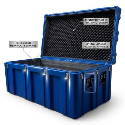 Rollende 1200mm Rotomolded Werkzeugbox IP65 Wasserdichtes Lange Ausrüstung Transportkoffer LLDPE Militärisch
