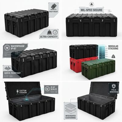 Schwere 1500 mm Rotomolded Toolbox IP65 wasserdicht Stoßdicht LLDPE Militärgeräte Lager